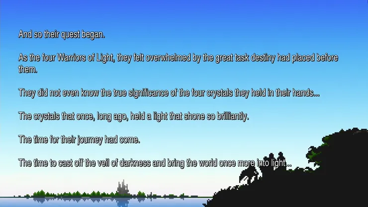 The chapter 1 complete screen in Final Fantasy 1.