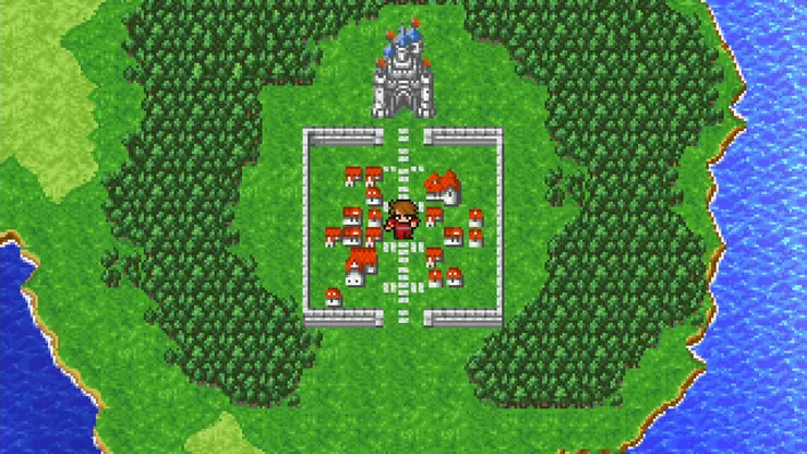 The world map showing the town of Cornelia and its surroundings in Final Fantasy 1.